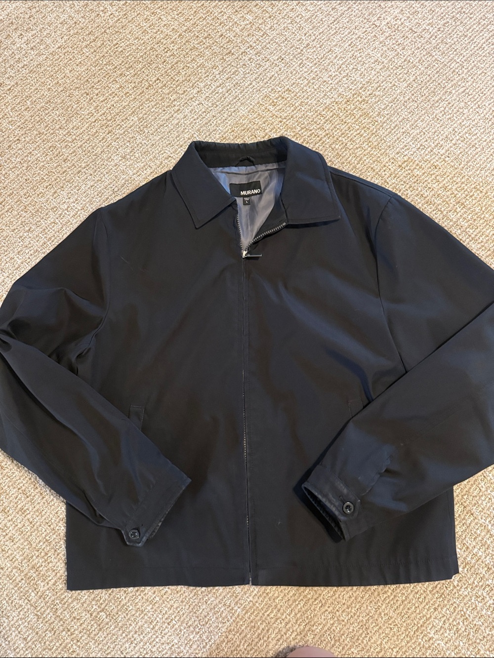Men’s Murano black windbreaker rain dressy jacket zip up coat sz Large